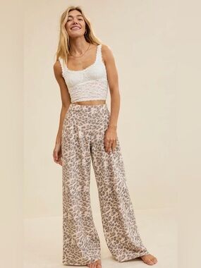 Aerie NWT Leopard Print Street Trousers Wide Leg Pants Size XL